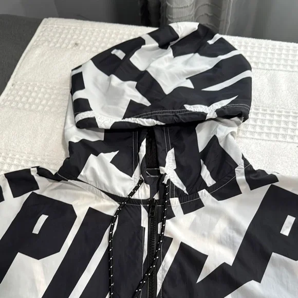 PINK Victoria's Secret Black and White Hoodie WinBreaker not sizes on tag - Picture 3 of 11